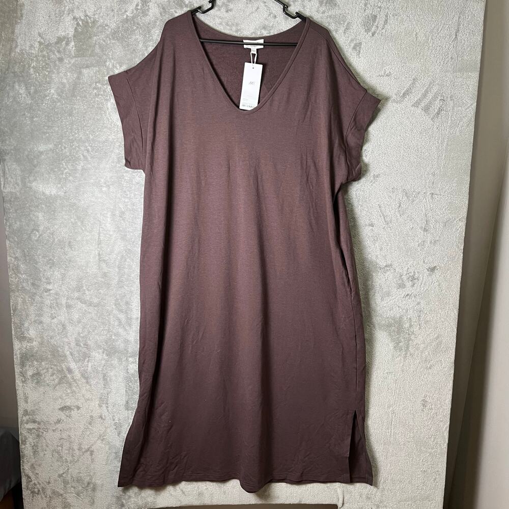 Monos: Sevilla Dress 3XL Espresso‎ Brown Relaxed Cotton Bamboo Lagenlook New